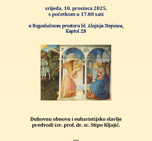 Adventska duhovna obnova za vjeroučitelje/ice i odgojiteljice u vjeri